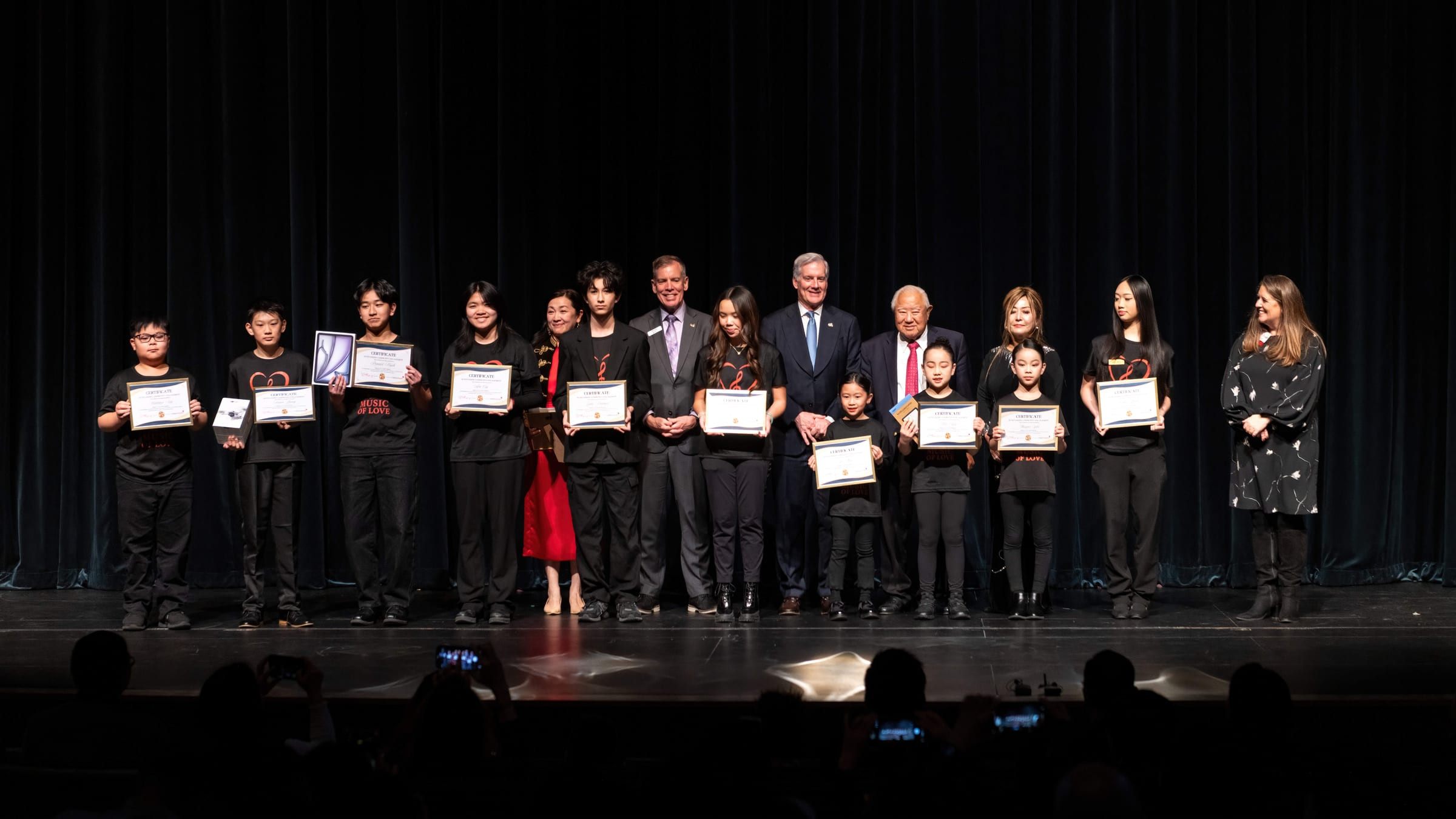 Top 10 Youth Volunteers being recognized at Music of Love Charity Concert